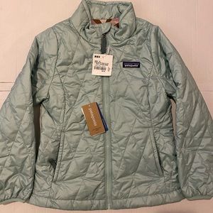 NWT Patagonia Girls Nano Puff Jacket, Gypsum Green